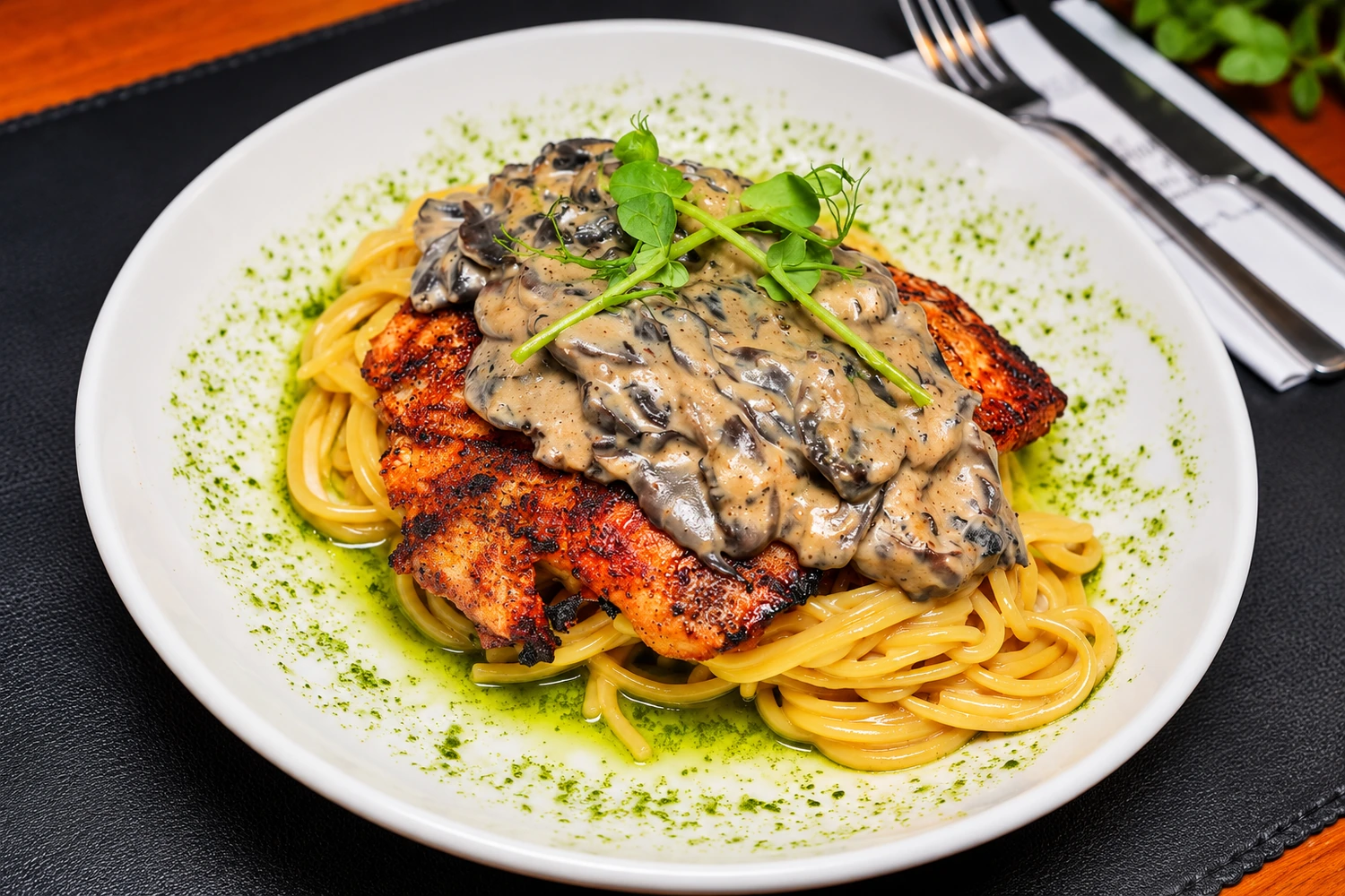 Spagettili Chicken Mushroom